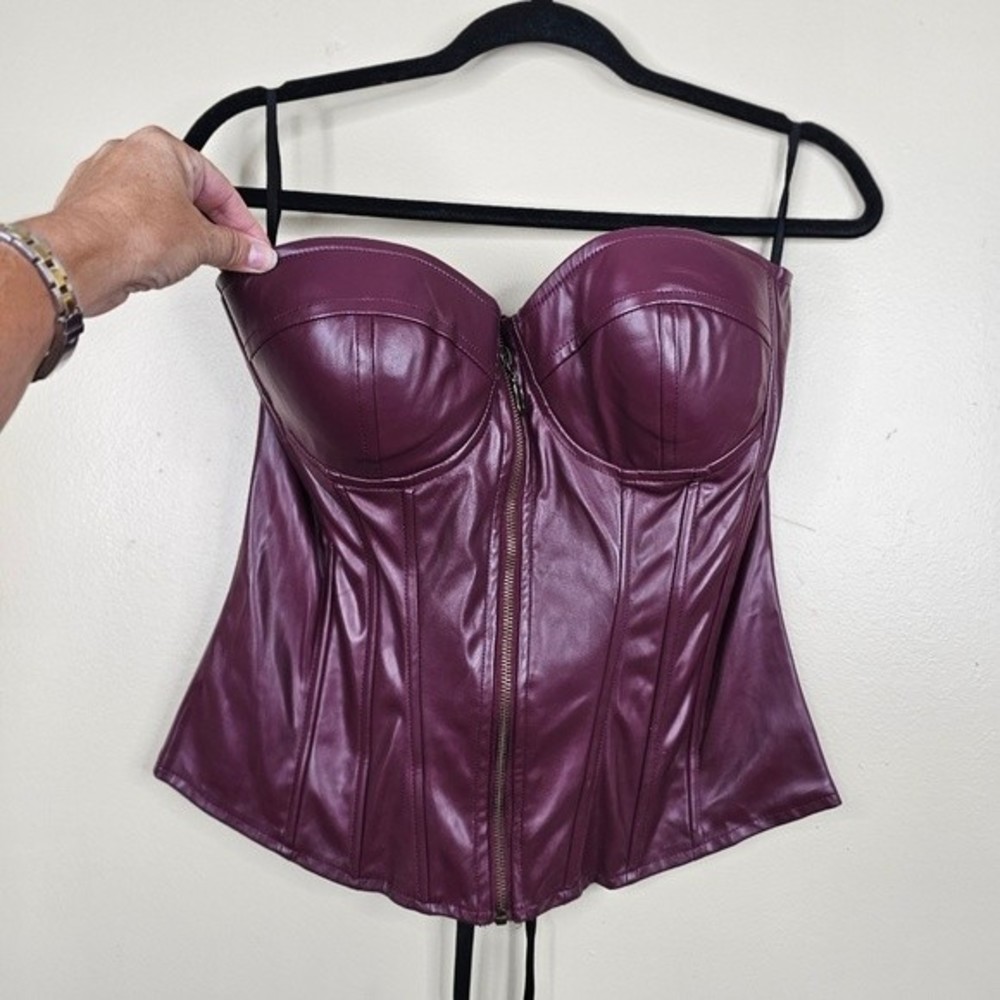 Say What?  Faux leather Corset size xl